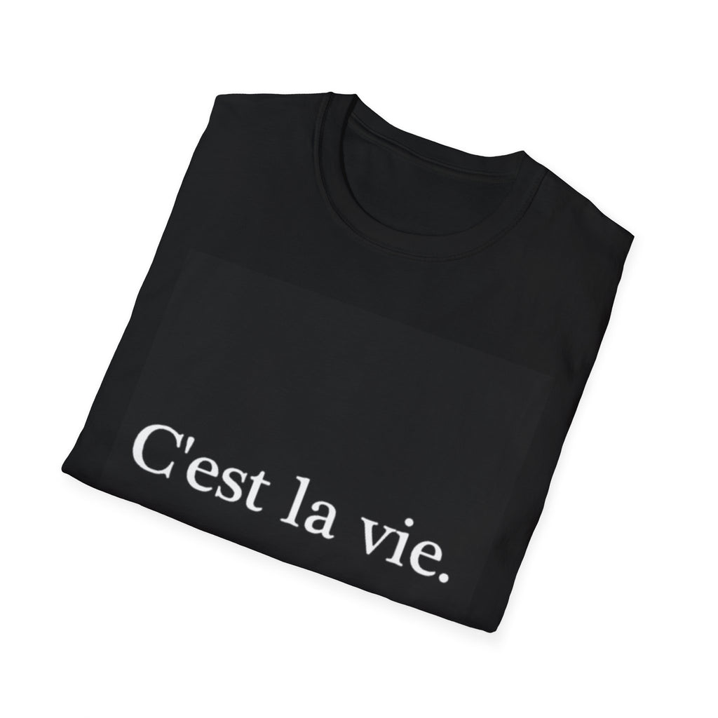 C'est la vie Tee — Minimal Black Square Graphic T-Shirt with Back Eye Art