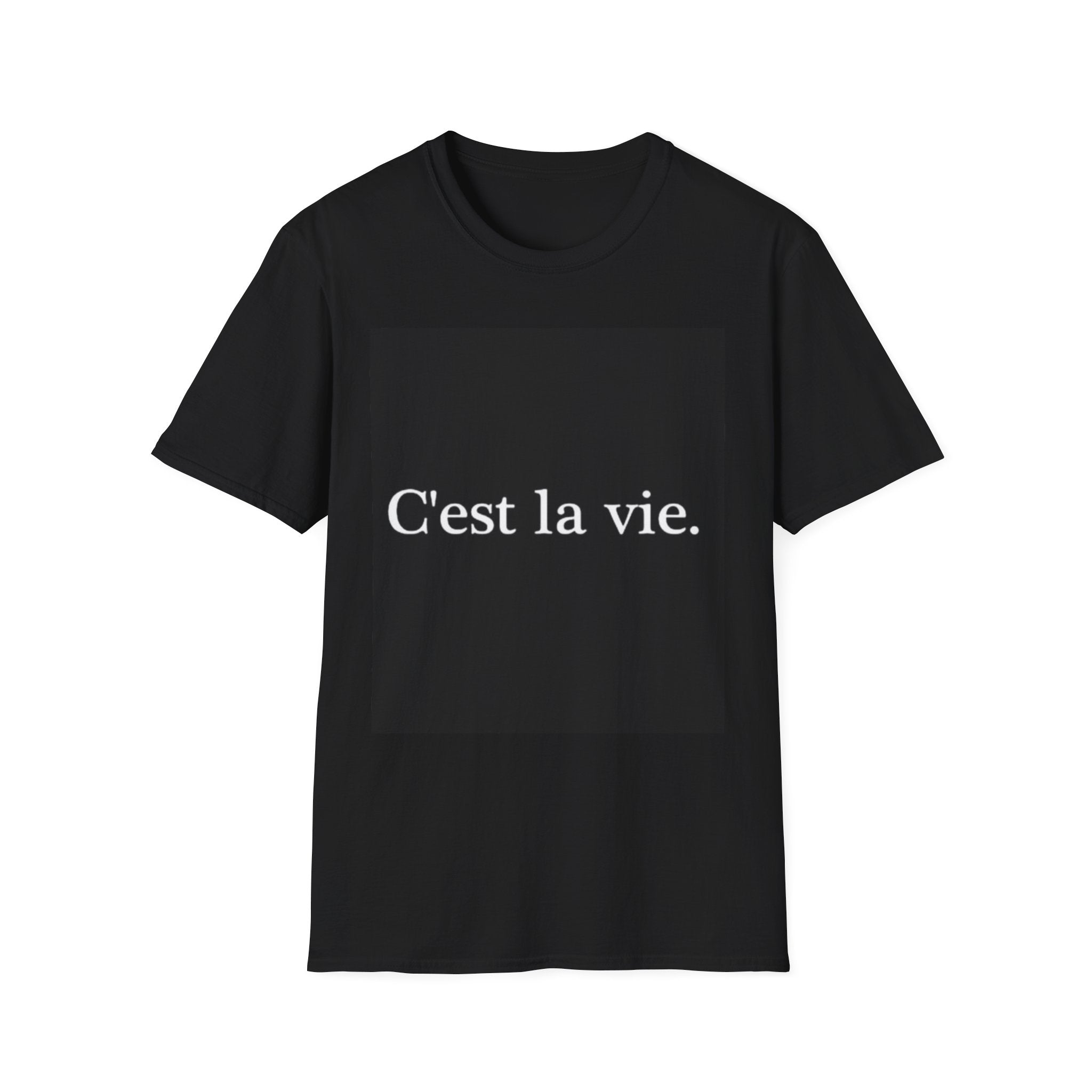 C'est la vie Tee — Minimal Black Square Graphic T-Shirt with Back Eye Art